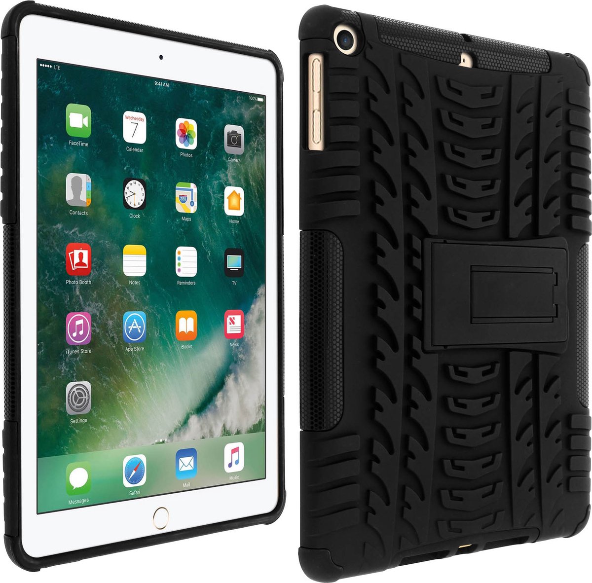 Avizar Hoes Geschikt voor iPad Air / iPad 9.7 / 5 Schokbestendig + Clip - zwart, Zwart