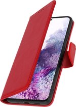 Geschikt voor Samsung Galaxy S20 Plus Leren Cover Kaarthouder Premium Stand Function rood