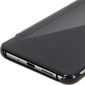 Folio Etui Spiegel Hoes Geschikt voor Huawei P10 Lite Doorzichtige Flap Zwart