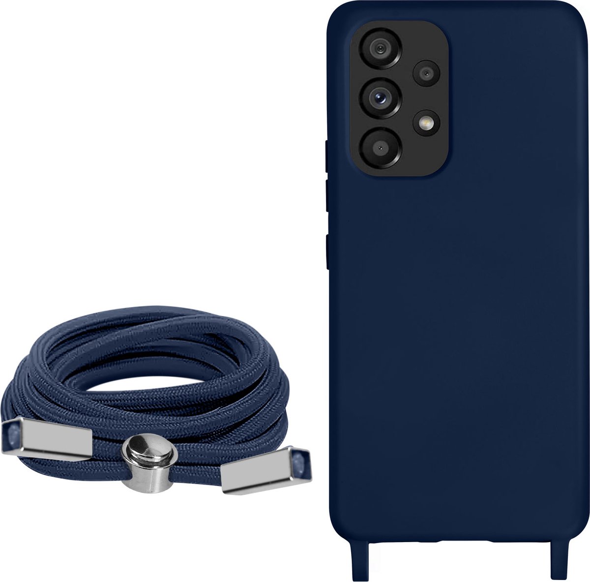 Geschikt voor Samsung Galaxy A53 5G Koord Hoesje Semi-rigide Nekkoord 80cm blauw