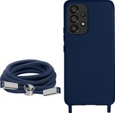 Geschikt voor Samsung Galaxy A53 5G Koord Hoesje Semi-rigide Nekkoord 80cm blauw