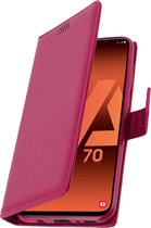 Cover Geschikt voor Samsung Galaxy A70 Flip Wallet Stand Video roze