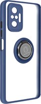 Geschikt voor Xiaomi Redmi Note 10 Pro Bi-materiaal Case Ring Video-Ondersteuning blauw