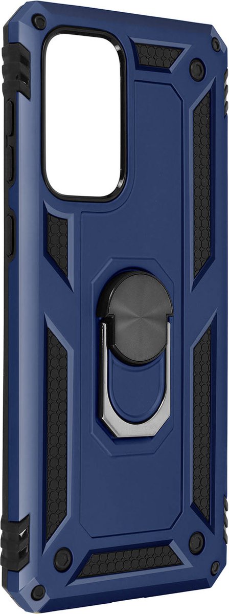 Geschikt voor Samsung Galaxy A33 5G Hybrid Case Video Support Ring donker blauw