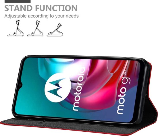 Cadorabo Hoesje geschikt voor Motorola MOTO G10 / G30 in APPEL ROOD - Beschermhoes met magnetische sluiting, standfunctie en kaartvakje Book Case Cover Etui