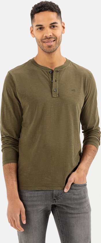 Camel Active Herren Henley-Shirt Aus Bio-Baumwolle – GOTS-zertifiziert, Regular Fit, Mit Knopfleiste & Logo