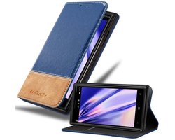 Cadorabo Hoesje geschikt voor Nokia Lumia 929 / 930 in DONKERBLAUW BRUIN - Beschermhoes met magnetische sluiting, standfunctie en kaartvakje Book Case Cover Etui