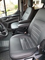 Pasvorm stoelhoezen set (stoel en stoel) Ford Transit Custom 2012 /m heden - Kunst leer zwart