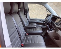 Pasvorm stoelhoezen Volkswagen T6 2015-heden (geschikt voor stoel en duobank) - Kunstleer zwart