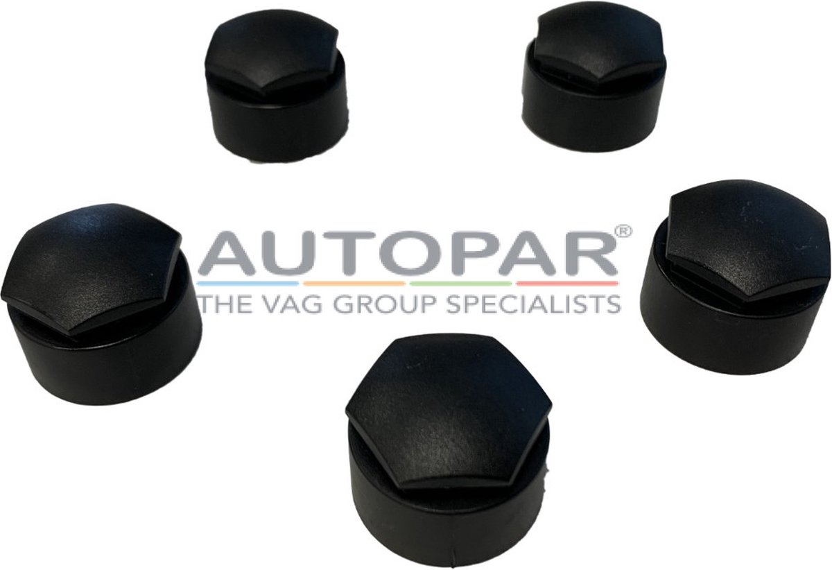 Wielboutkapjes origineel Volkswagen, Audi, Seat, Skoda voor wielbouten, per stuk, zwart