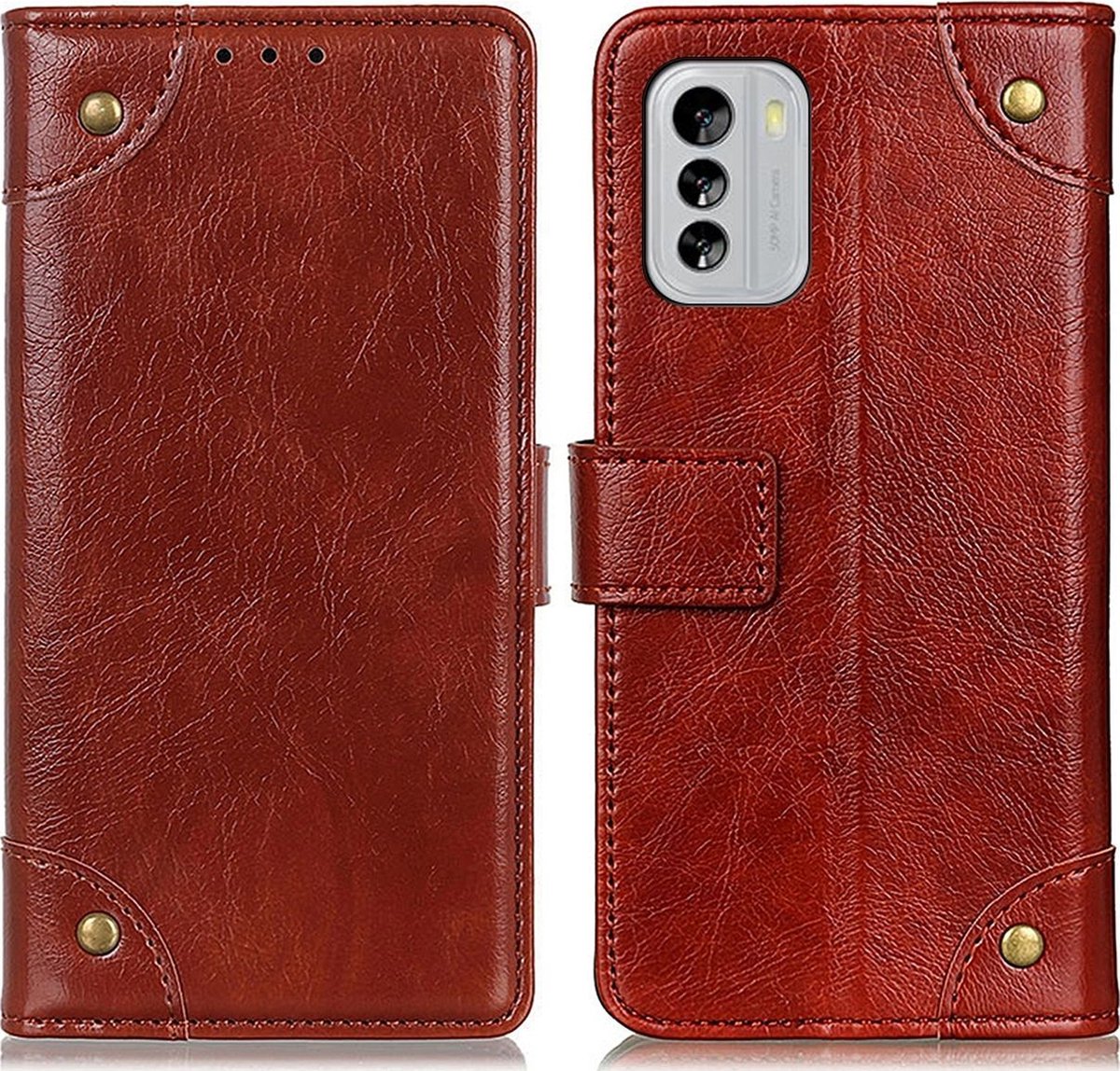 Mobigear Telefoonhoesje geschikt voor Nokia G60 5G Hoesje | Mobigear Ranch Bookcase Portemonnee | Pasjeshouder voor 3 Pasjes | Telefoonhoesje voor Pinpas / OV Kaart / Rijbewijs - Bruin