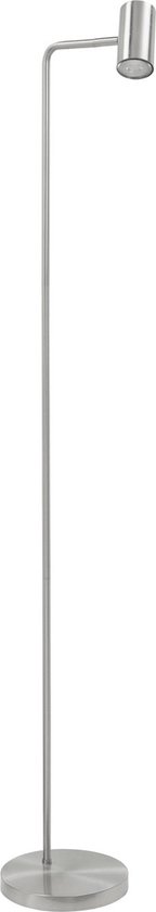 Leeslamp Burgos met 3 standen | 1 lichts | grijs / staal / zilver | metaal | 134 cm hoog | Ø 20 cm voet | staande lamp / vloerlamp | modern design