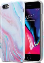 Cadorabo Hoesje geschikt voor Apple iPhone 7 / 7S / 8 / SE 2020 in Wit Roze Marmer No. 15 - Beschermhoes gemaakt van TPU siliconen Case Cover met mozaïek motief