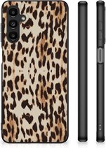 Telefoonhoesje Geschikt voor Samsung Galaxy A14 5G TPU Silicone Hoesje met Zwarte rand Leopard