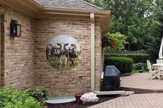 Garden Circle Vaches - Pâturage - Animaux - Nature - Herbe - 90x90 cm - Affiche Ronde de Jardin - Extérieur