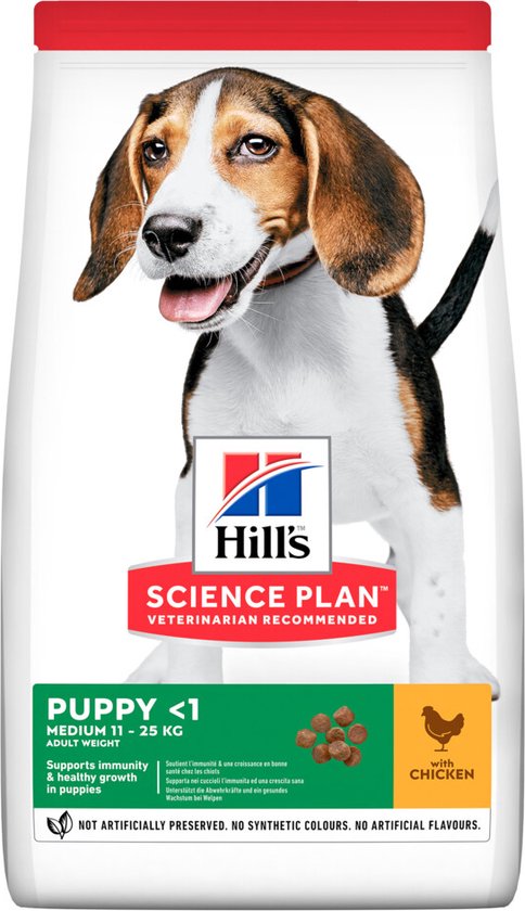 4x Hill's Science Plan Hondenvoer Puppy Medium Kip 2,5 kg