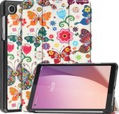 Case2go - Tablet Hoes geschikt voor Lenovo Tab M8 4th Gen (8 Inch) - Tri-Fold Book Case - Vlinder