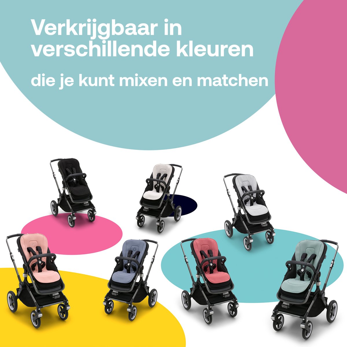Bugaboo dual comfort seatliners voor kinderwagens, Midnight Black thumbnail 5