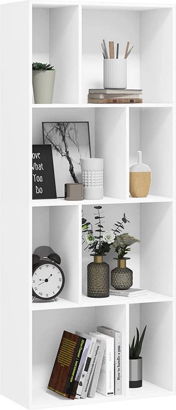 EUGAD Boekenkast, boekenkast, ruimteverdeler, archiefkast, opbergrek, staand rek met lade met poten van MDF, 6 vakken, wit, 50x121x24cm