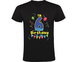 I'm 6 Happy Birthday To Me Kindershirt - jarig - verjaardag - feest - 6 jaar