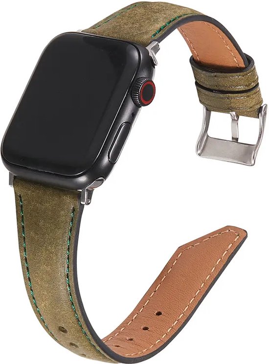 Fungus - Smartwatch bandje - Geschikt voor Apple Watch 42 / 44 / 45 / 49 mm - Series 1 2 3 4 5 6 7 8 9 SE Ultra iWatch - PU leer - Vlak - Groen