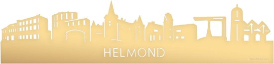 Skyline Helmond Goud Metallic - 100 cm - Woondecoratie - Wanddecoratie - Meer steden beschikbaar - Woonkamer idee - City Art - Steden kunst - Cadeau voor hem - Cadeau voor haar - Jubileum - Trouwerij - WoodWideCities