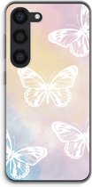 Case Company® - Hoesje geschikt voor Samsung Galaxy S23 hoesje - White butterfly - Soft Cover Telefoonhoesje - Bescherming aan alle Kanten en Schermrand