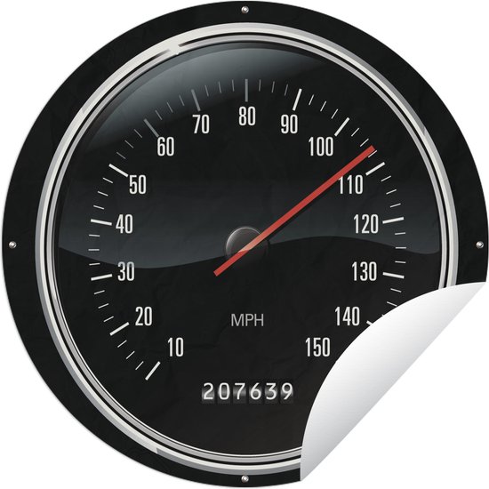 Tuincirkel Illustratie van een snelheidsmeter in het dashboard van een auto - 150x150 cm - Ronde Tuinposter - Buiten