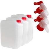 Jerrycan 10 Liter BPA-vrij - Set van 3 - Incl. aftapkraantjes - Geschikt voor drinkwater - Opstapelbaar