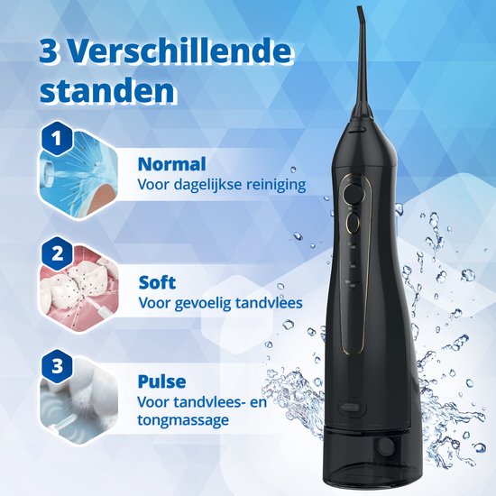 OptiSmile Elektrische Waterflosser XL - Monddouche - Draadloos en Oplaadbaar - Inc. 2 Opzetstukken - Opti Smile