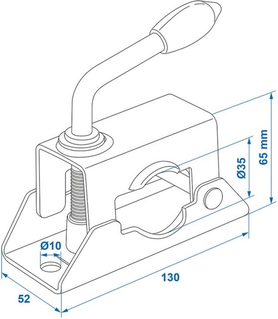 ProPlus Klem voor neuswielen of steunpoten - gegalvaniseerd staal - traploos instelbaar - Ø 35 mm van ProPlus — afbeelding 5