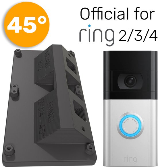 Umake // Ring Video Doorbell 2/3/4 Hoekbeugel 45° // Zwart Kunststof //  Inclusief... | bol.com