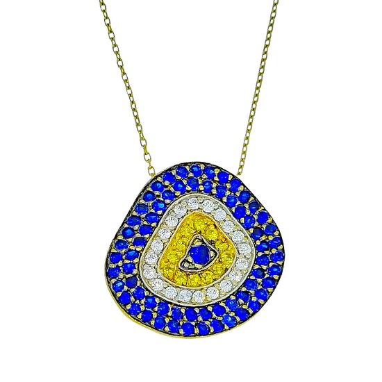 MYSTIC JEWELS by Dalia - zilveren armband boze oog kleine ogen - 19 cm (Marineblauw