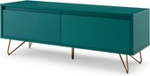 TV-meubel Lucy Blauw - MDF - Breedte 120 cm - Hoogte 45 cm - Diepte 40 cm - Met lades - Met planken - Zonder deuren
