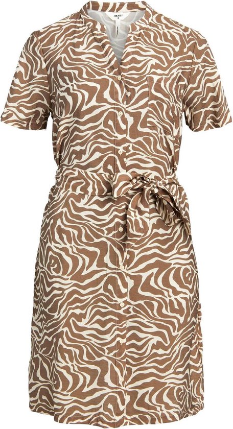 Object OBJRAY DRESS - Gebreide jurk - black/fossil/meerkleurig