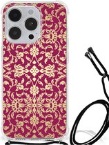 Leuk TPU Back Case Geschikt voor iPhone 14 Pro Telefoonhoesje met doorzichtige rand Barok Pink