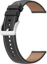 Leren band Galaxy Watch 3 45mm Geschikt voor Huawei Watch GT3/GT2 46mm Zwart