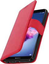 Cover Geschikt voor Huawei P Smart 2018 Flip Wallet Stand Video rode