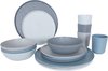 Bo-Camp - Servies - Molvadite - 16 Delig - Blauw/grijs