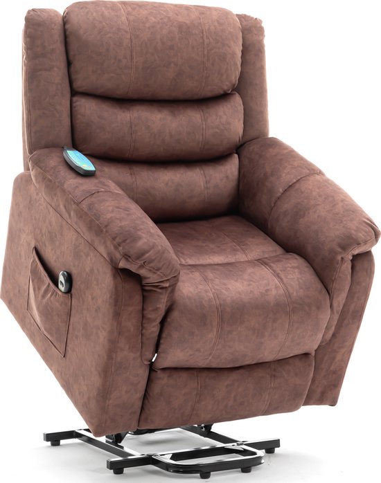 Chaise debout électrique Merax avec fonction de Massage - Chaise de relaxation réglable avec Chauffage - Marron