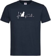 Grappig T-shirt - hartslag - heartbeat - poes - kat - kitten - kater - dierenliefde - dierenliefhebber - katten - poezen - maat 3XL