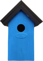 Houten vogelhuisje/nestkastje 22 cm - in het zwart/lichtblauw maken - Dhz schilderen pakket - 2x tubes verf en kwasten