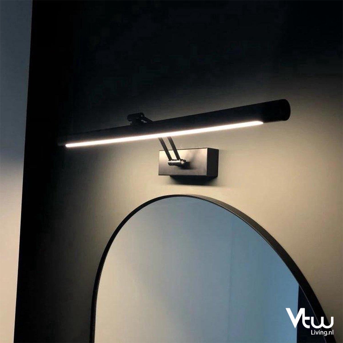 Vtw Living Spiegellamp Badkamer - Spiegelverlichting Badkamer - Spiegellampen - Badkamerverlichting - Lamp Spiegel - LED - Mat Zwart - 55 cm