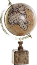 Globe de Décoration /globe marron/doré sur socle en bois de manguier/standard 40 x 22 cm - Topographie des Landen/continents
