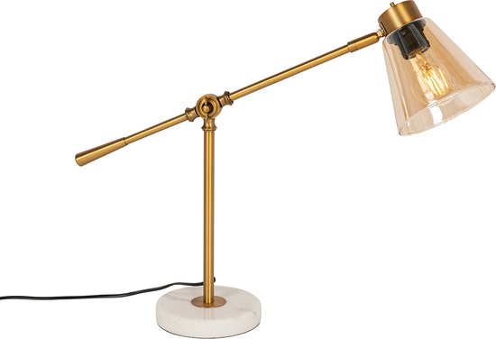 QAZQA nina - Art Deco Tafellamp - 1 lichts - H 42 cm - Brons - Woonkamer | Slaapkamer | Keuken