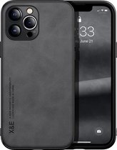 DrPhone X&E - Étui en cuir PU - Étui de protection arrière - Étui avec protection d'objectif - Convient pour le chargement magnétique - Convient pour IPhone 14 Pro - Grijs