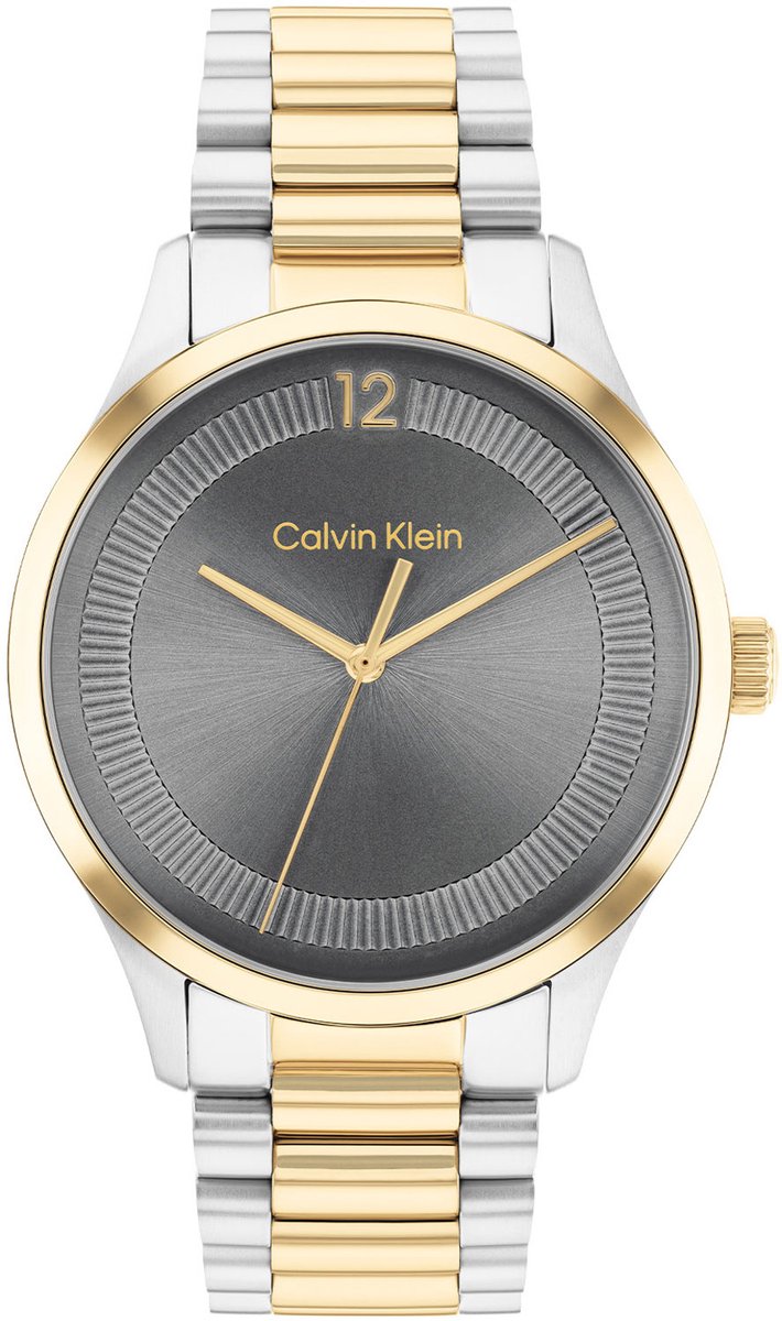 Calvin Klein CK25200226 Iconic Unisex Horloge - Mineraalglas - Staal - Goudkleurig-Zilver - 40 mm breed - Quartz - Vouw-Vlindersluiting