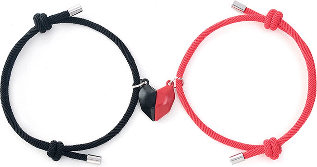 Megasieraden Magnetische Armbanden Set - Zwarte en rode Stijl - Mode-accessoires