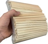 Set van 100 houten stokjes (30 cm lengte, 10 mm diameter, berkenhout)