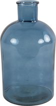 Countryfield bloemen/takken Vaas - zeeblauw/transparant - glas - Apotheker fles vorm - D17 x H31 cm